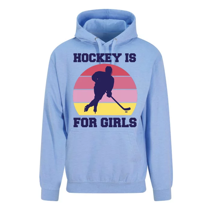 Hockey Is For Girls Retro Sunset Unisex Surf Hoodie