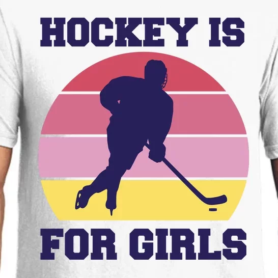 Hockey Is For Girls Retro Sunset Pajama Set