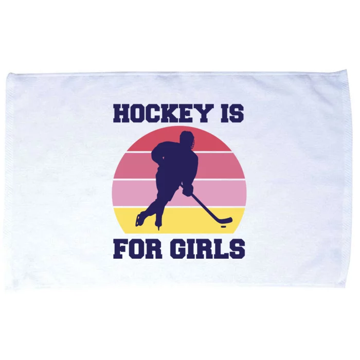 Hockey Is For Girls Retro Sunset Microfiber Hand Towel