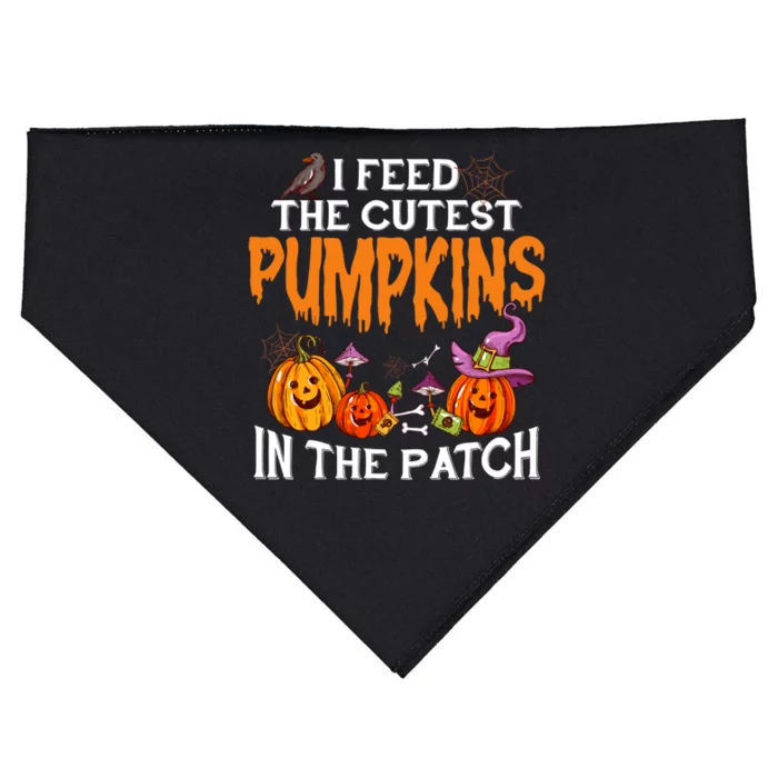 Halloween I Feed The Cutest Pumpkins In The Patch Gift USA-Made Doggie Bandana