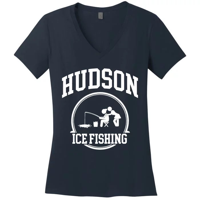 Hudson Ice Fishing Women's V-Neck T-Shirt