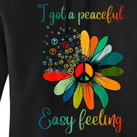 Hippie I Got An Easy Peaceful Feeling Sunflower Peace Sign Women's Pullover Hoodie