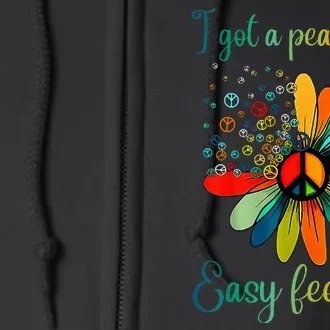 Hippie I Got An Easy Peaceful Feeling Sunflower Peace Sign Full Zip Hoodie