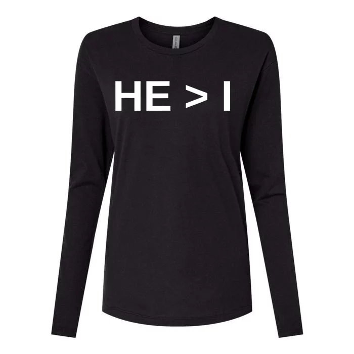 HE IS GREATER THAN I Womens Cotton Relaxed Long Sleeve T-Shirt