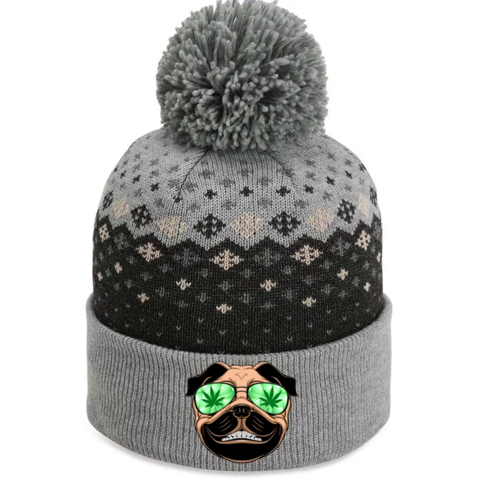 High Off Weed Smiling Pug The Baniff Cuffed Pom Beanie