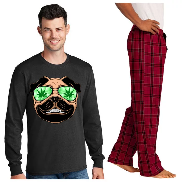 High Off Weed Smiling Pug Long Sleeve Pajama Set