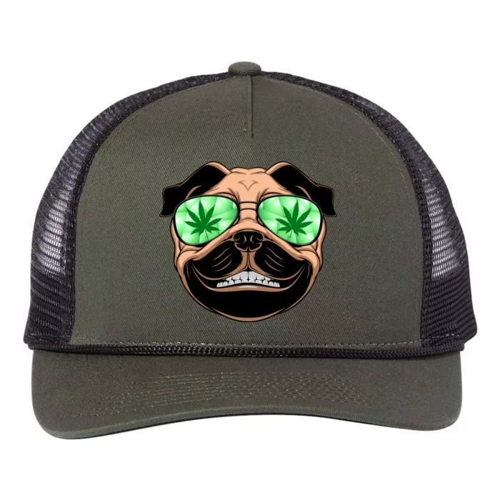 High Off Weed Smiling Pug Retro Rope Trucker Hat Cap