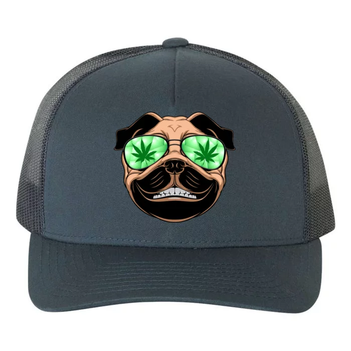 High Off Weed Smiling Pug Yupoong Adult 5-Panel Trucker Hat