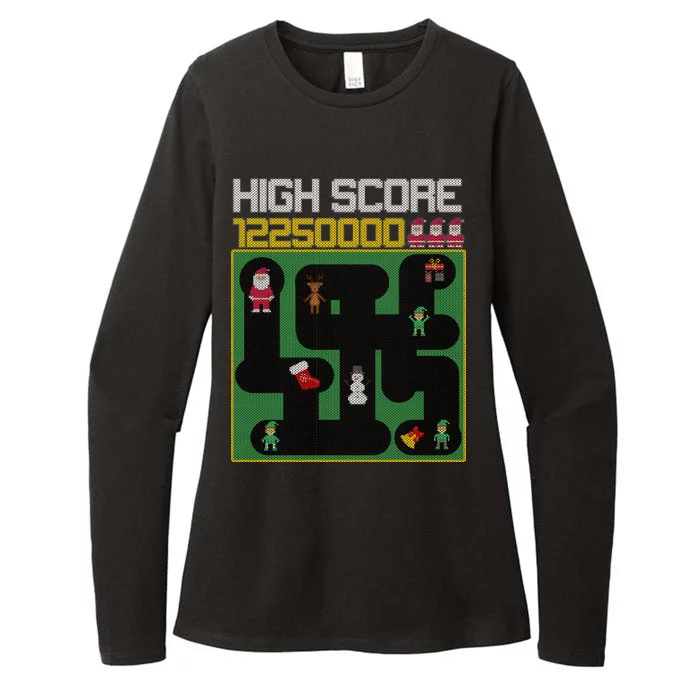 High Score 8-Bit Santa Game Ugly Christmas Womens CVC Long Sleeve Shirt