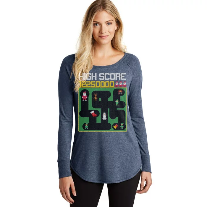 High Score 8-Bit Santa Game Ugly Christmas Women's Perfect Tri Tunic Long Sleeve Shirt