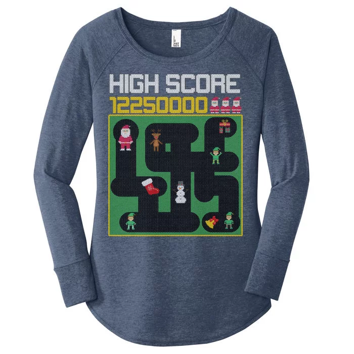 High Score 8-Bit Santa Game Ugly Christmas Women's Perfect Tri Tunic Long Sleeve Shirt