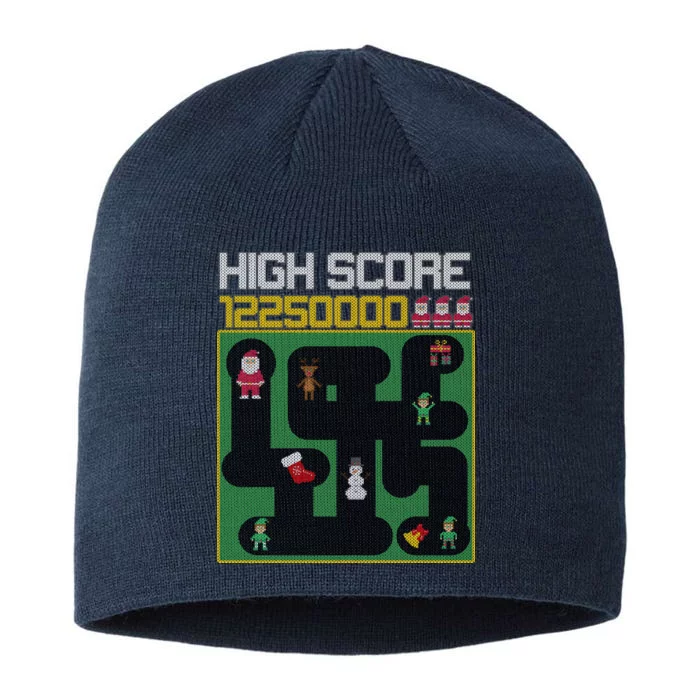 High Score 8-Bit Santa Game Ugly Christmas 8 1/2in Sustainable Knit Beanie