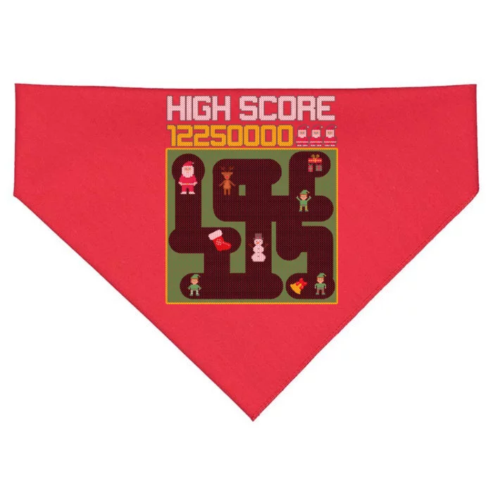 High Score 8-Bit Santa Game Ugly Christmas USA-Made Doggie Bandana