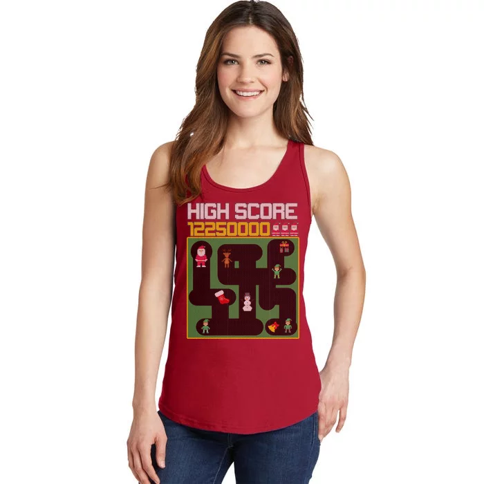 High Score 8-Bit Santa Game Ugly Christmas Ladies Essential Tank