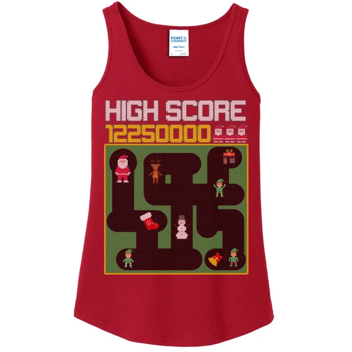 High Score 8-Bit Santa Game Ugly Christmas Ladies Essential Tank