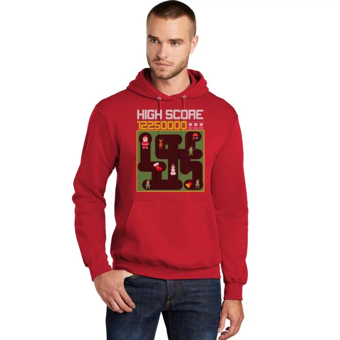 High Score 8-Bit Santa Game Ugly Christmas Tall Hoodie