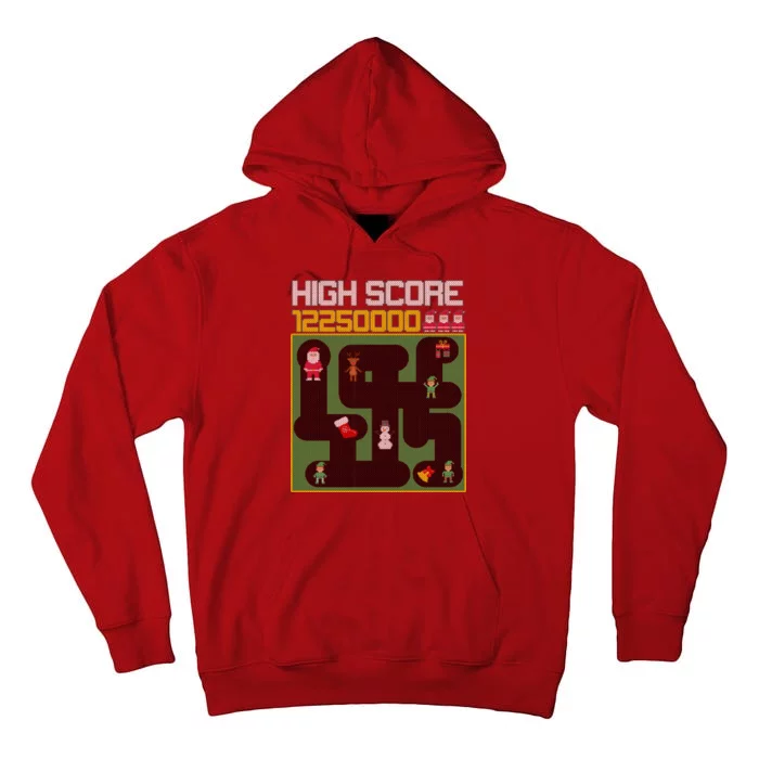 High Score 8-Bit Santa Game Ugly Christmas Tall Hoodie