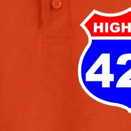 Highway 420 Sign Weed Dry Zone Grid Performance Polo