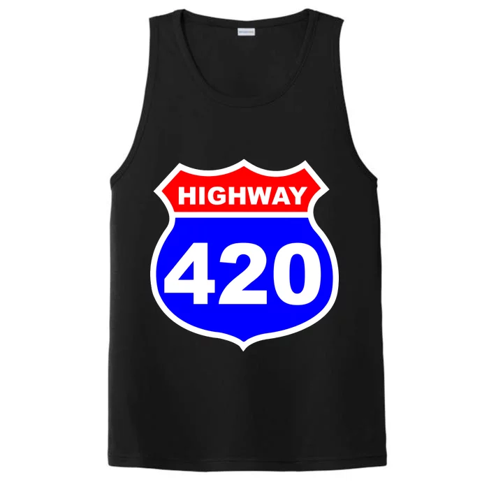 Highway 420 Sign Weed Performance Tank