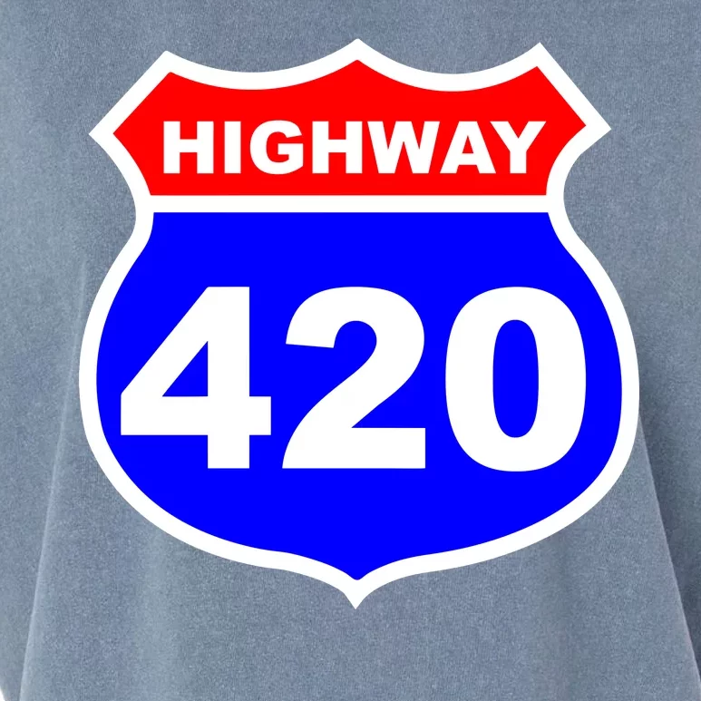 Highway 420 Sign Weed Garment-Dyed Women's Muscle Tee