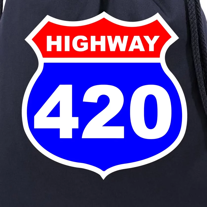 Highway 420 Sign Weed Drawstring Bag