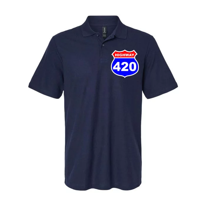 Highway 420 Sign Weed Softstyle Adult Sport Polo