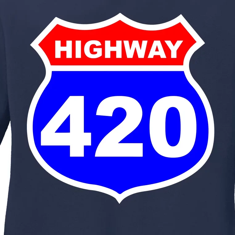 Highway 420 Sign Weed Ladies Long Sleeve Shirt