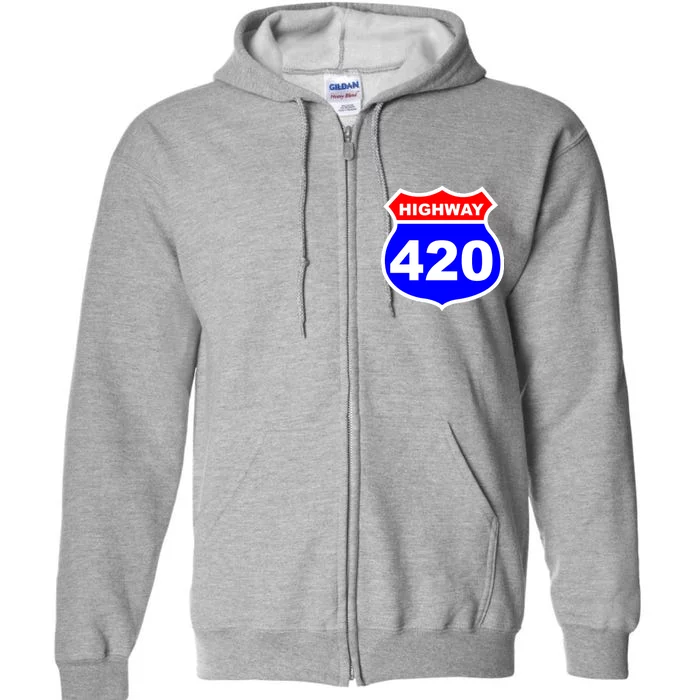 Highway 420 Sign Weed Full Zip Hoodie