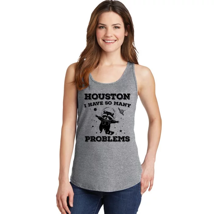 Houston I Have So Many Problems Retro 90s Raccoon In Space Ladies Essential Tank