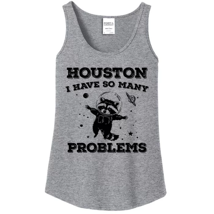 Houston I Have So Many Problems Retro 90s Raccoon In Space Ladies Essential Tank