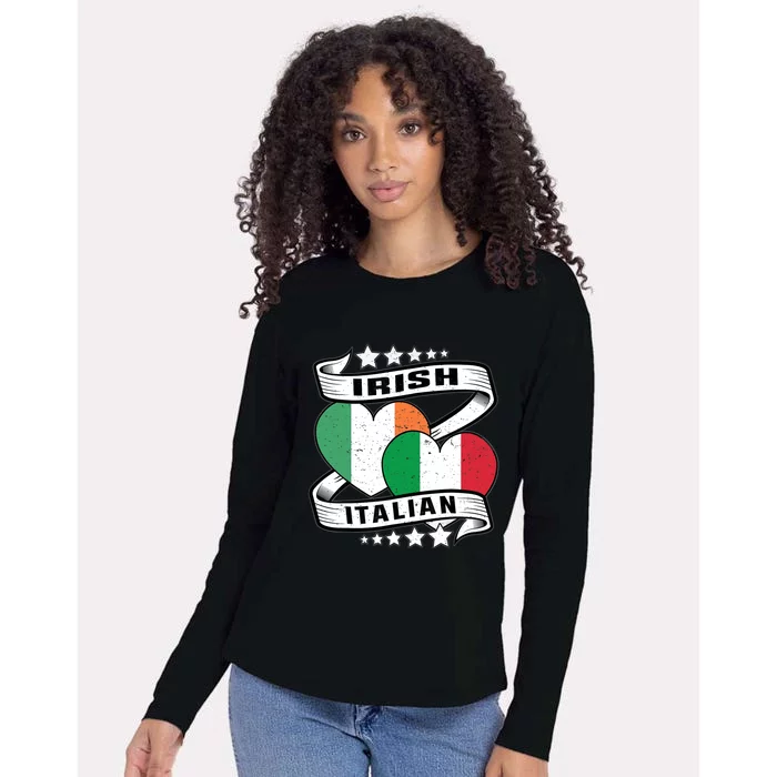 Half Irish Half Italian, Irish Italian Flag Womens Cotton Relaxed Long Sleeve T-Shirt