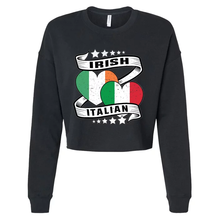 Half Irish Half Italian, Irish Italian Flag Cropped Pullover Crew