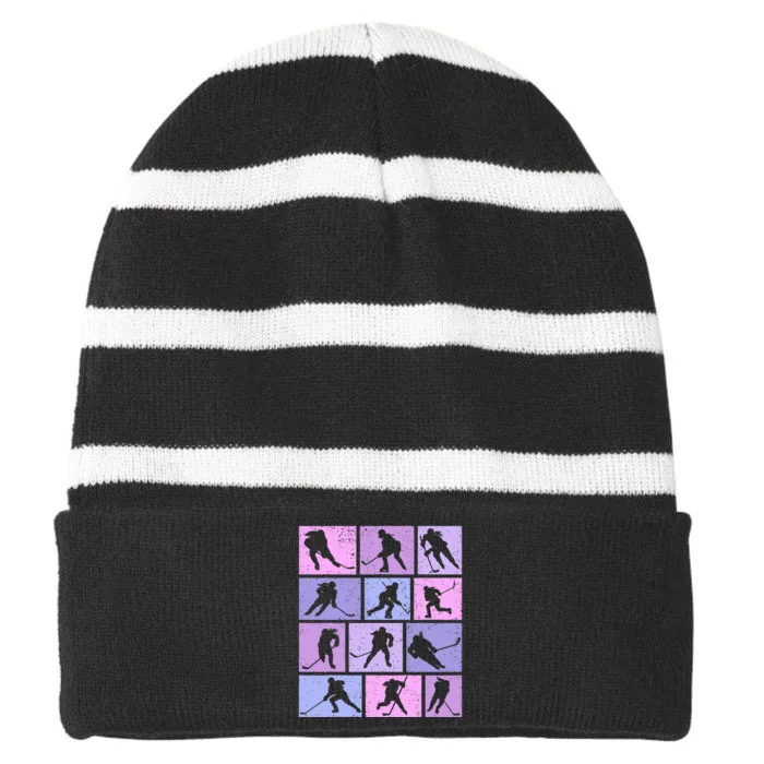 Hockey Ice Hockey Striped Beanie with Solid Band