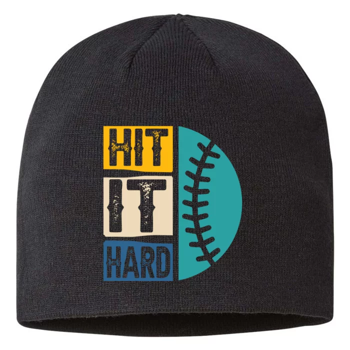 Hit It Hard Baseball Gift 8 1/2in Sustainable Knit Beanie