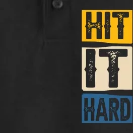 Hit It Hard Baseball Gift Dry Zone Grid Performance Polo