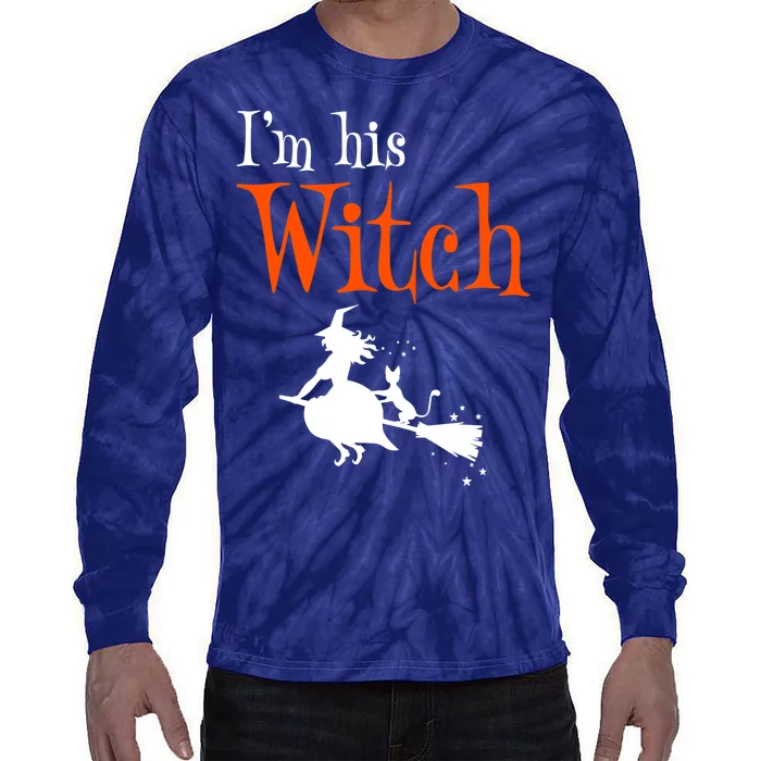 Halloween Im His Witch Matching Funny Costume For Couples Tie-Dye Long Sleeve Shirt