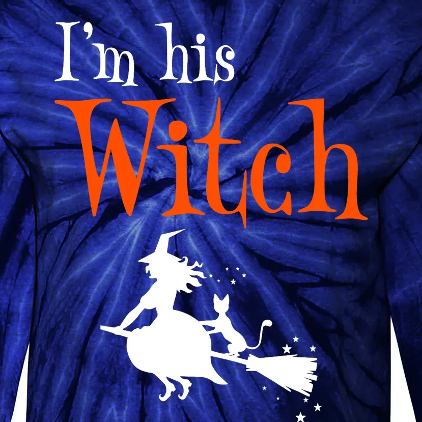 Halloween Im His Witch Matching Funny Costume For Couples Tie-Dye Long Sleeve Shirt