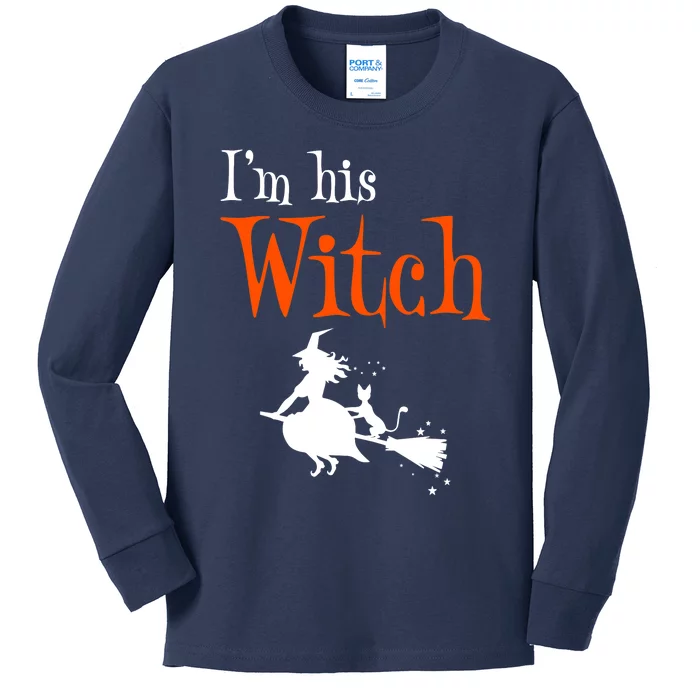 Halloween Im His Witch Matching Funny Costume For Couples Kids Long Sleeve Shirt