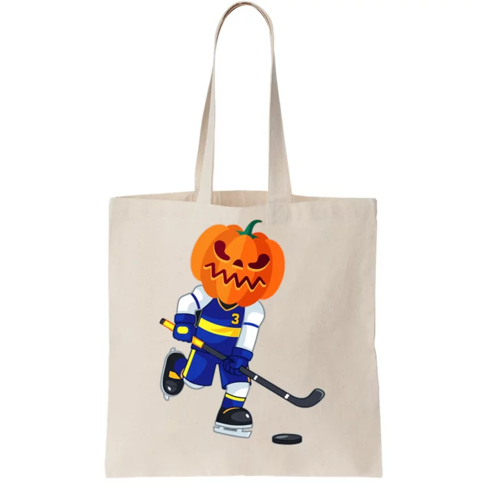 Halloween Ice Hockey Player Pumpkin Head Scary Tote Bag