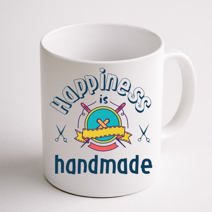 Happiness Is Handmade Inspirational Craft Lover And Diy Gift Front & Back Coffee Mug