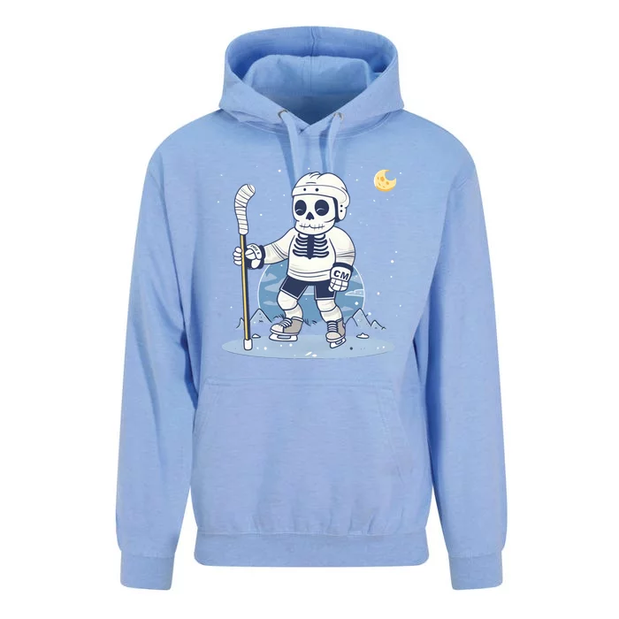 Halloween Ice Hockey Skeleton Defense Gift Unisex Surf Hoodie