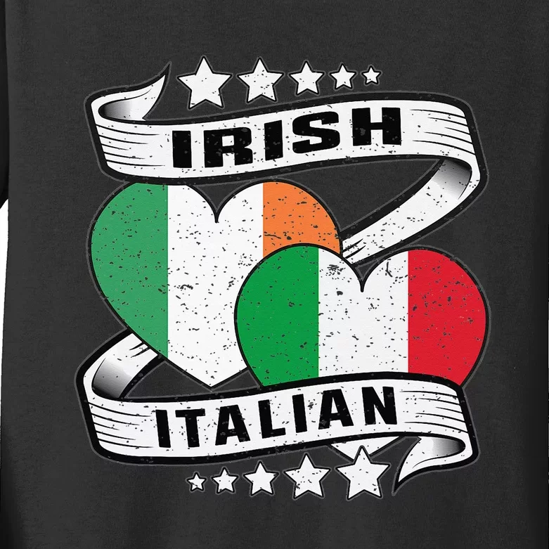 Half Irish Half Italian Irish Italian Flag Kids Long Sleeve Shirt