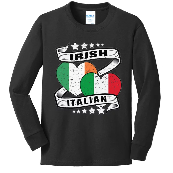 Half Irish Half Italian Irish Italian Flag Kids Long Sleeve Shirt