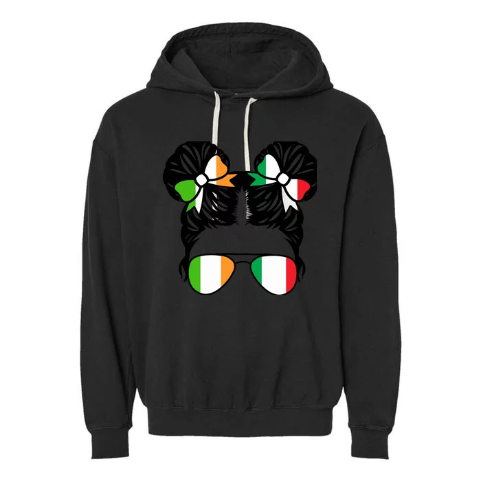 Half Irish Half Italian Girl Ireland Heritage Garment-Dyed Fleece Hoodie