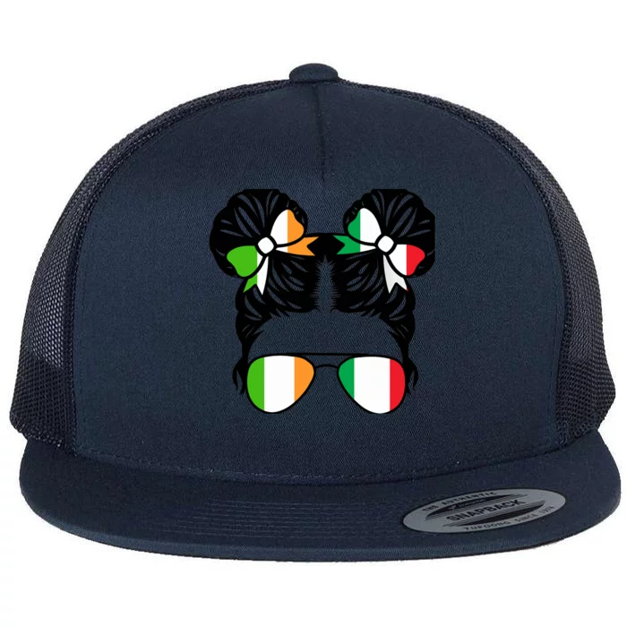 Half Irish Half Italian Girl Ireland Heritage Flat Bill Trucker Hat