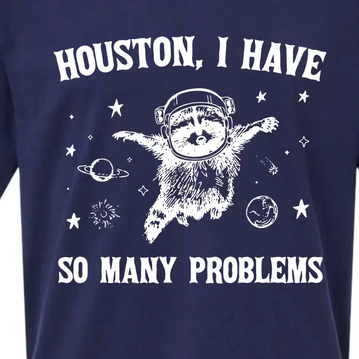 Houston I Have So Many Problems Raccoon In Space Retro 90s Graphic Sueded Cloud Jersey T-Shirt