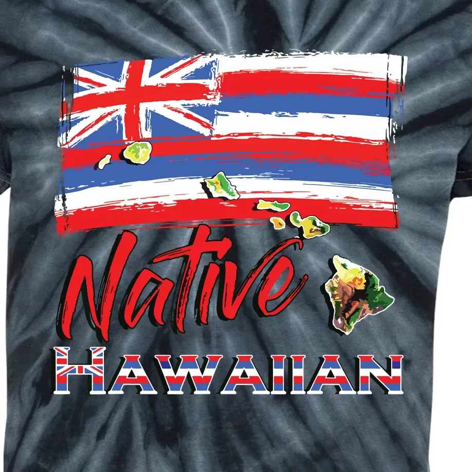 Hawaiian Islands Hawaii Flag Native Hawaiian Kids Tie-Dye T-Shirt