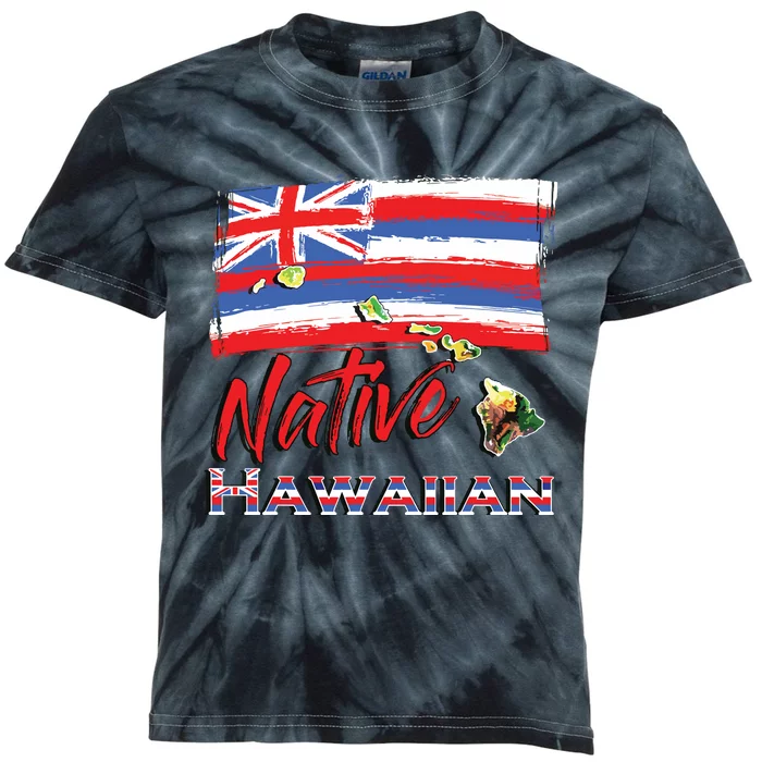 Hawaiian Islands Hawaii Flag Native Hawaiian Kids Tie-Dye T-Shirt