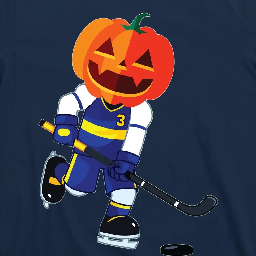 Halloween Ice Hockey Player Pumpkin Head Scary Gift T-Shirt