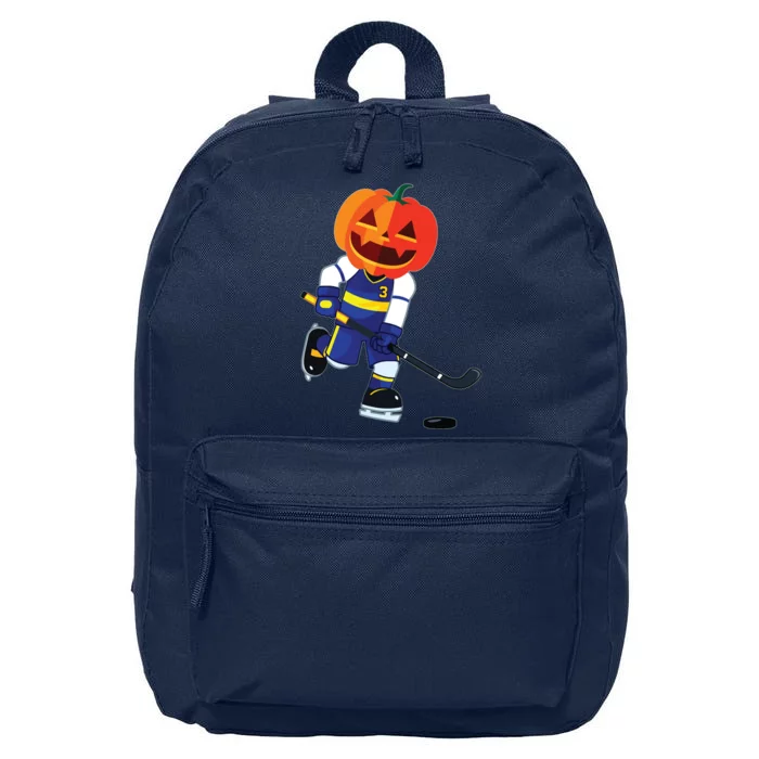 Halloween Ice Hockey Player Pumpkin Head Scary Gift 16 in Basic Backpack